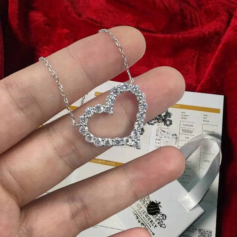 Dije De Corazon Para Mujer Plata 925 Moissanita 2.5 Kilates. Plateado