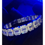 Pulso De Moissanita Baguette 12 Ct Diamante De Lab Plata 925 Plateado 19.05 Cm