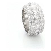 Anillo De Hombre Churumbela 3 Filas Moissanite Plata Icebox Plateado 10(dedo De Medio)