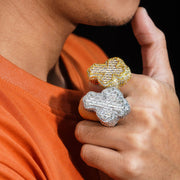 Anillo De Hombre Cruz Baguette Trap Moissanite Plata Icebox Plateado 10(dedo De Medio)