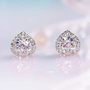 Aretes Corazon Moissanita 1 Ct. 6.5mm (2ct El Par) Plata 925 Plateado