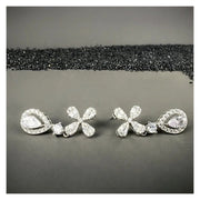 Aretes Moissanita Colgantes Para Mujer Flor Estilo Plata 925