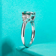 Anillo De Boda De Plata 925 C/moissanita 3 Ct  Esmeralda Lab