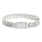 Pulsera De Cruz 10mm Moissanita Lab Plata 925 Ice Box Trap. Plateado 19 Cm 19 Cm