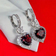 Aretes De Plata Ley 925 Forma De Corazón Zircornia Cubica