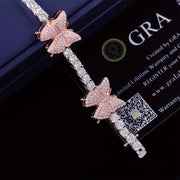 Pulsera De Mariposa 10mm Moissanita Lab Plata 925 Ice Box Plateado 19 Cm 19 Cm