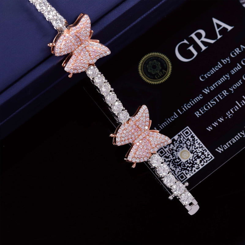 Pulsera De Mariposa 10mm Moissanita Lab Plata 925 Ice Box Plateado 19 Cm 19 Cm