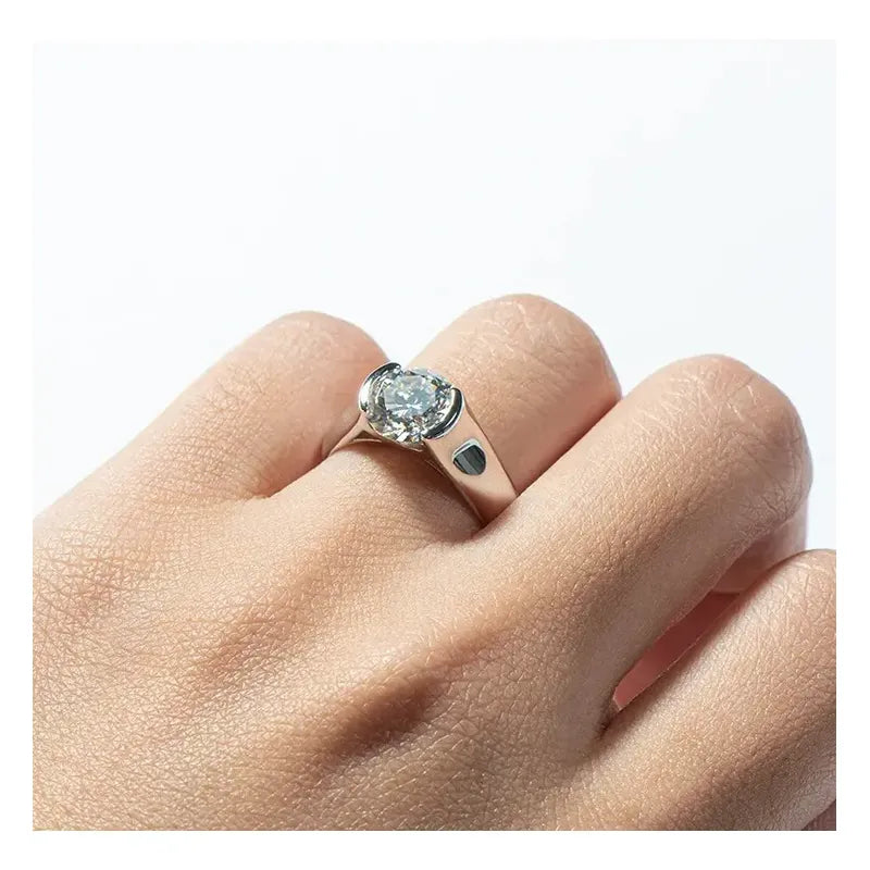 Anillo Unisex Plata 925 Incrustaciones Diamante 2 Quilates