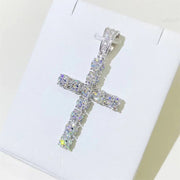 Dije De Cruz De Moissanitas Unisex Plata 925 Diamond Tester. Plateado