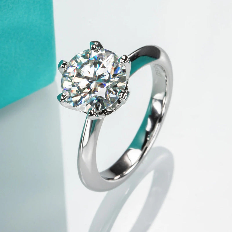 Anillo Solitario Boda Diamante De Lab 9mm 3ct Plata 925