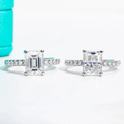 Anillo De Moissanita 3 Ct. Corte Esmeralda Vvs1 Plata 925
