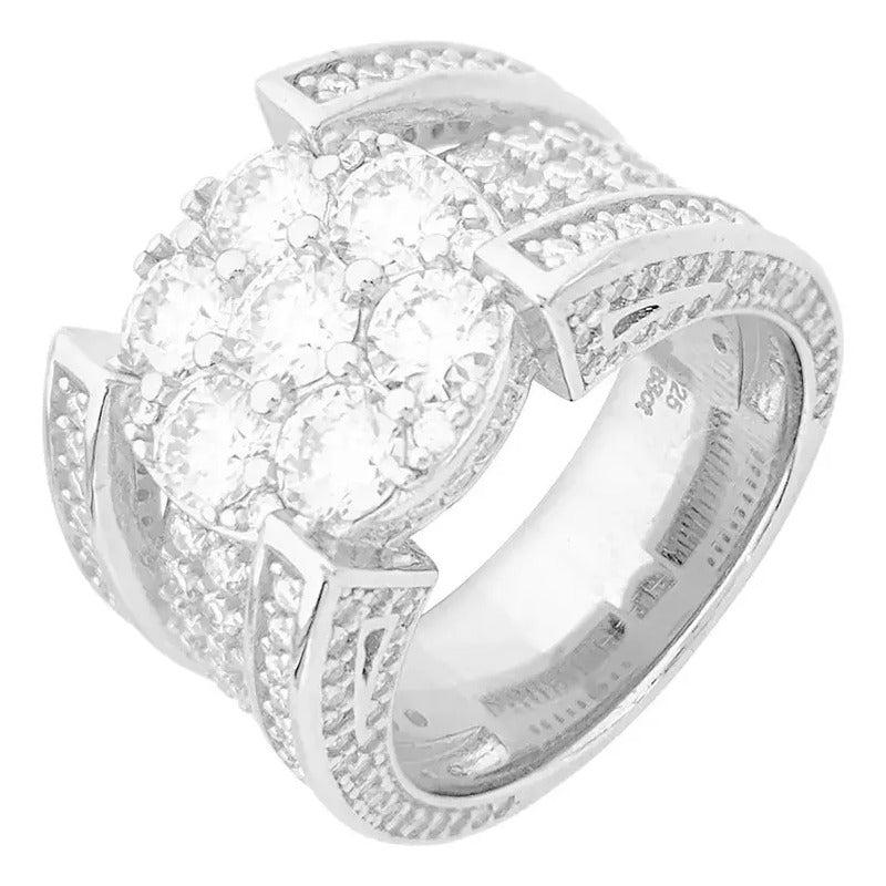 Anillo De Hombre Lujo Moissanite 4.25 Ct. Plata 925 Icebox.