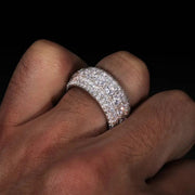 Anillo De Hombre Churumbela 3 Filas Moissanite Plata Icebox Plateado 10(dedo De Medio)