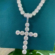Dije De Cruz De Moissanitas Unisex Plata 925 Diamond Tester. Plateado