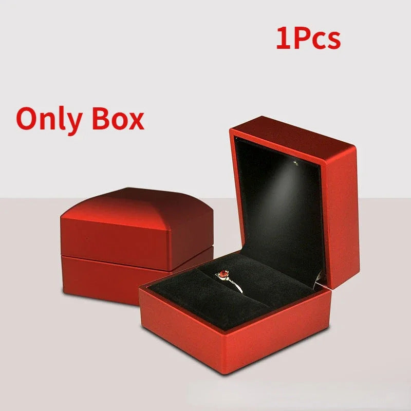Caja Anillo O Aretes Caja De Almacenamiento Joyero C/luz Led
