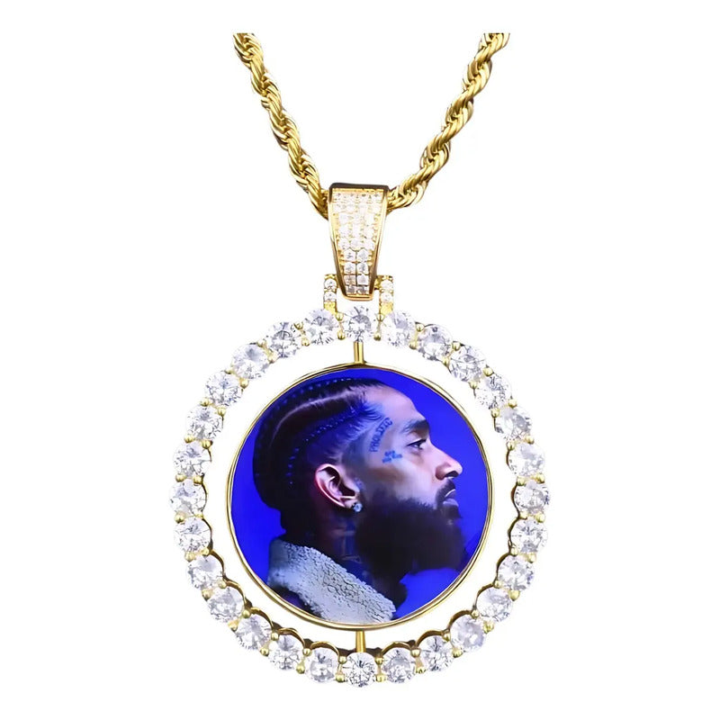 Dije Giratorio Personalizado Con Foto Zircornia 5a