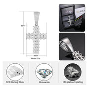 Dije Cruz De Plata 925 Lujo Con Moissanita 5ct Vvs C/gra.