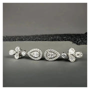 Aretes Moissanita Colgantes Largos Mujer Baguette Plata 925. Plateado