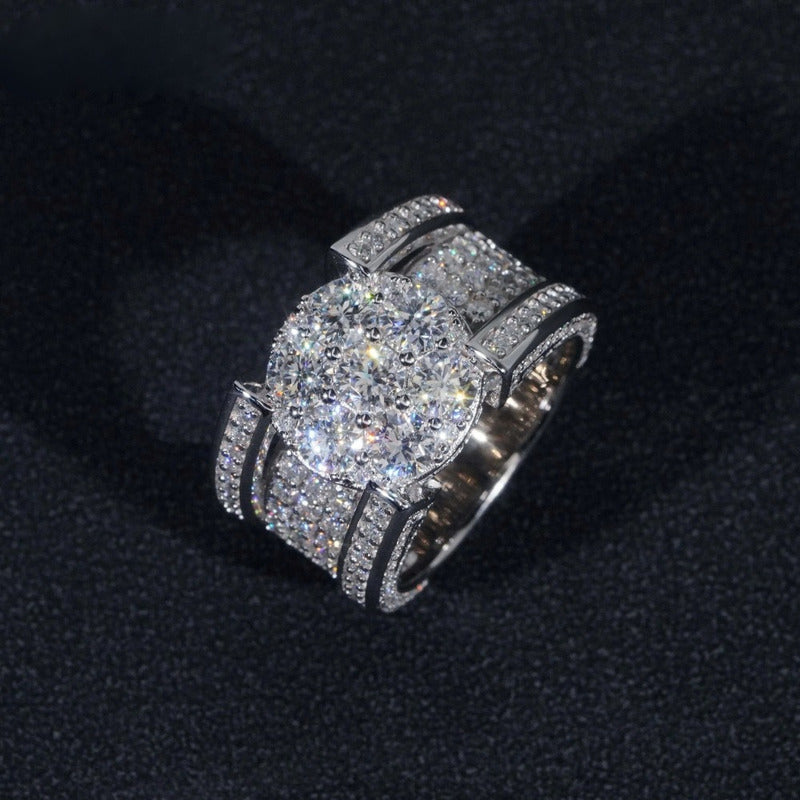 Anillo De Hombre Lujo Moissanite 4.25 Ct. Plata 925 Icebox.