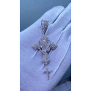 Dije Plata 925 Cruz Con Manos Moissanite Regalo Hombre Papa Plateado