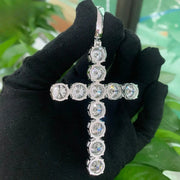 Dije De Cruz De Moissanitas Unisex Plata 925 Diamond Tester. Plateado