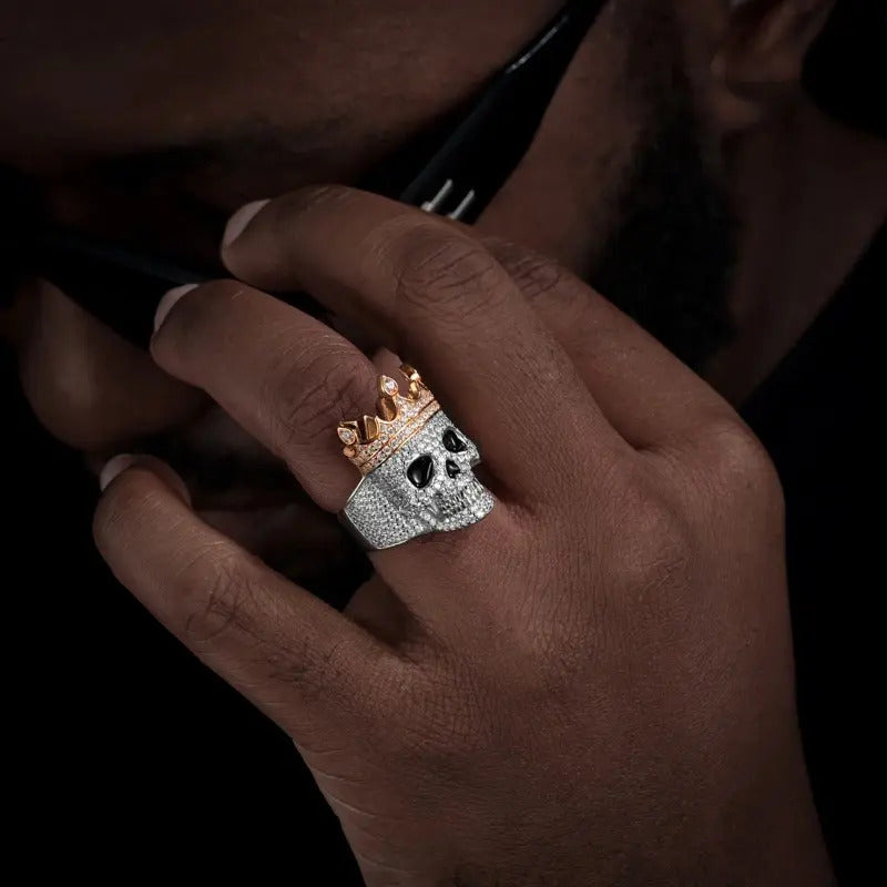 Anillo De Hombre Calavera Antrax Moissanite Plata 925 Icebox Plateado 10(dedo De Medio)