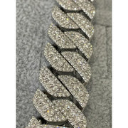 Pulso Cubano 3 Filas De Moissanite 10 Ct. (quilates) 10mm Plateado 19 Cm 17 Cm