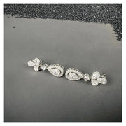 Aretes Moissanita Colgantes Largos Mujer Baguette Plata 925. Plateado
