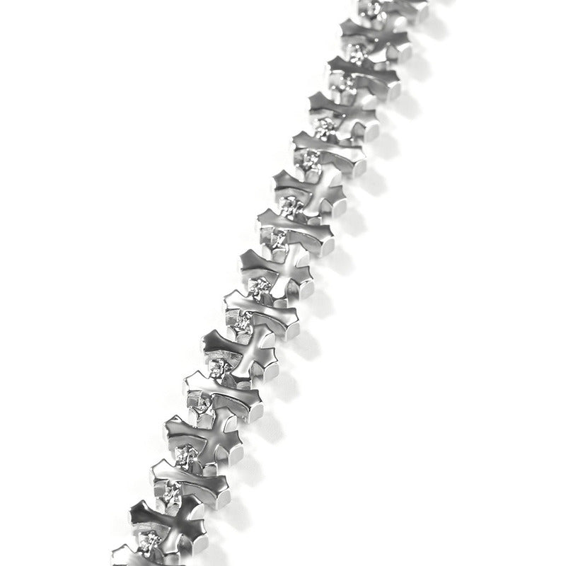 Pulsera De Cruz 10mm Moissanita Lab Plata 925 Ice Box Trap. Plateado 19 Cm 19 Cm