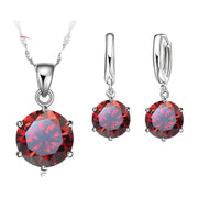 Aretes Collar Plata Ley 925 Forma Redonda Zircornia Cubica