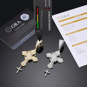 Dije Plata 925 Cruz Con Manos Moissanite Regalo Hombre Papa Dorado