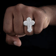 Anillo De Hombre Cruz Baguette Moissanite Plata 925 Icebox Plateado 10(dedo De Medio)