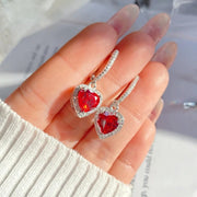 Aretes De Plata Ley 925 Forma De Corazón Zircornia Cubica