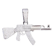 Dije Ak 47 Zircornia Laminado De Oro 18k-platino