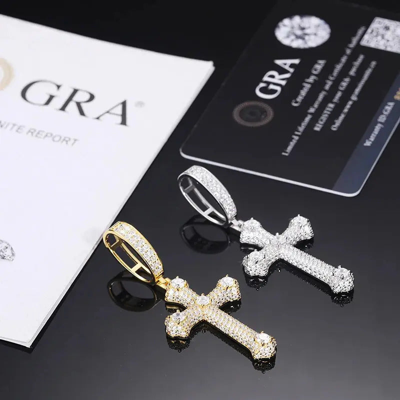 Dije De Cruz Moissanite 4c 2025 Lujo Plata 925 C/certificado Plateado