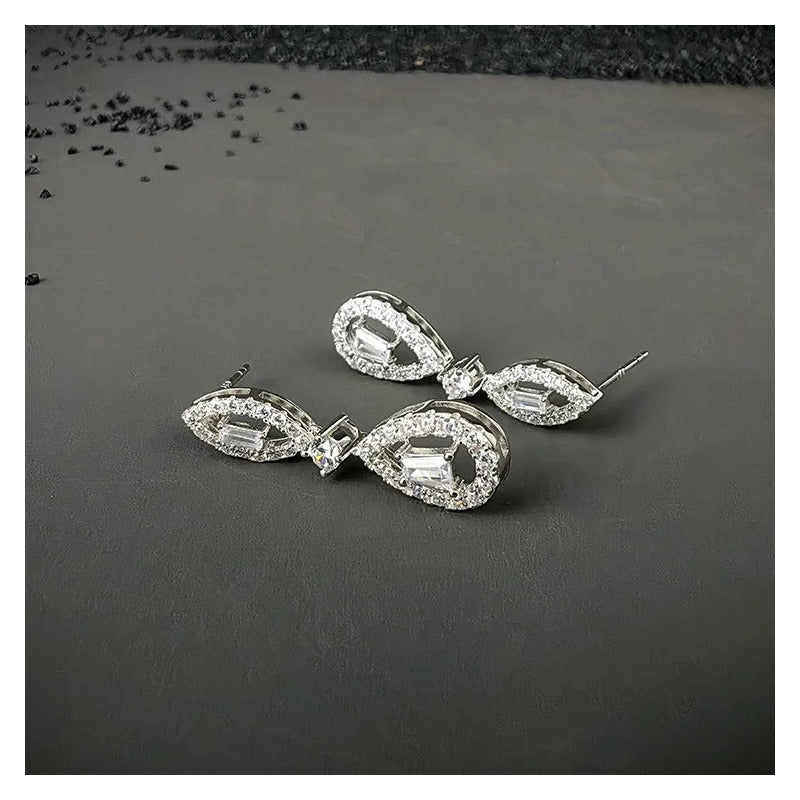 Aretes Moissanita Colgantes Pera Vintage Diseñador Plata 925