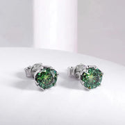 Aretes Moissanita Verde 5mm 1 Ct. C/certificado Plata 925.