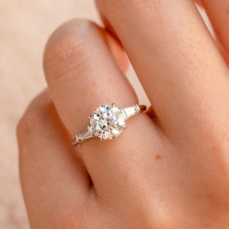 Anillo De Moissanita - Certificado 4.3ct - 3 Piedras D Vvs1