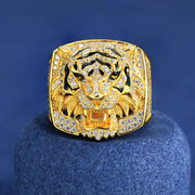 Anillo De Cabeza De León Tigre Moissanite Plata 925 Icebox.
