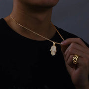 Dije Mano De Fatima Famsa Plata 925 Ct Moissanite Hombre Ice