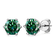 Aretes Moissanita Verde 5mm 1 Ct. C/certificado Plata 925.