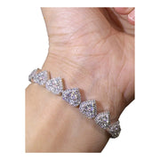 Cadena De Corazones Moissanite 30 Ct. Kilates Plata 925 10mm Plateado