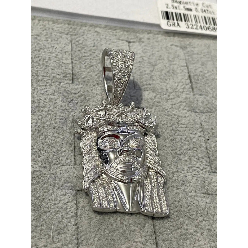 Dije De Cara De Jesús Cristo Con Moissanite-plata 925-oro 8k Plateado