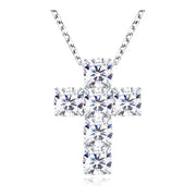 Dije Cruz Moisanite Plata 925 Collar Torsal Mujer 5mm 3ct. Plateado