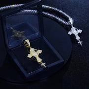 Dije Plata 925 Cruz Con Manos Moissanite Regalo Hombre Papa Plateado