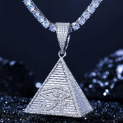 Dije De Pirámide Illuminati Con Moissanitas-plata 925-oro 8k Plateado