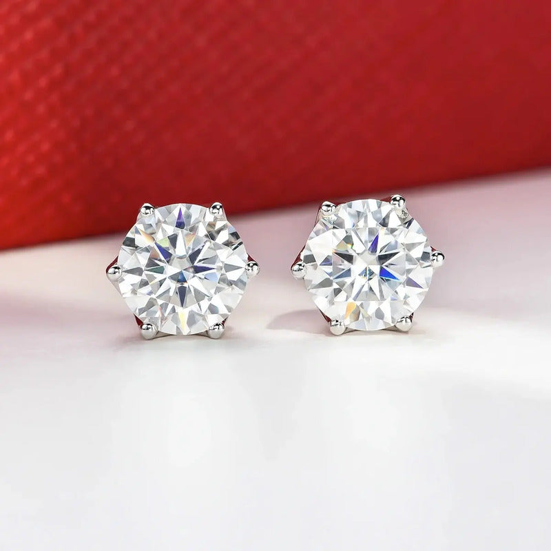 Pendientes Unisex De 1 Quilate Moissanita Plata 925-oro 18k Plateado