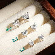 Aretes Moissanita Corte Corazón & Heart 6.5mm 2ct Plata 925. Plateado