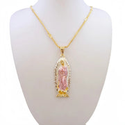 Dije Virgen María De Jesús-virgen De Guadalupe Oro Laminado Verde