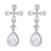 Aretes Moissanita Colgantes Para Mujer Flor Estilo Plata 925